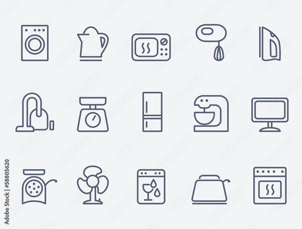 Set of household appliances icons Set of household appliances icons