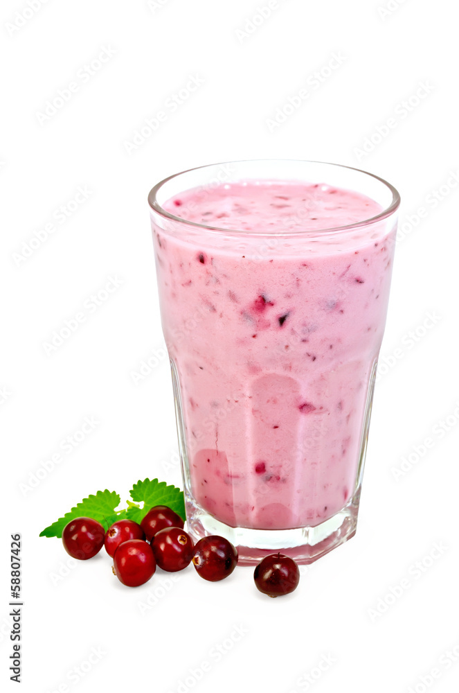 Milk cocktail with cranberries Milk cocktail with cranberries