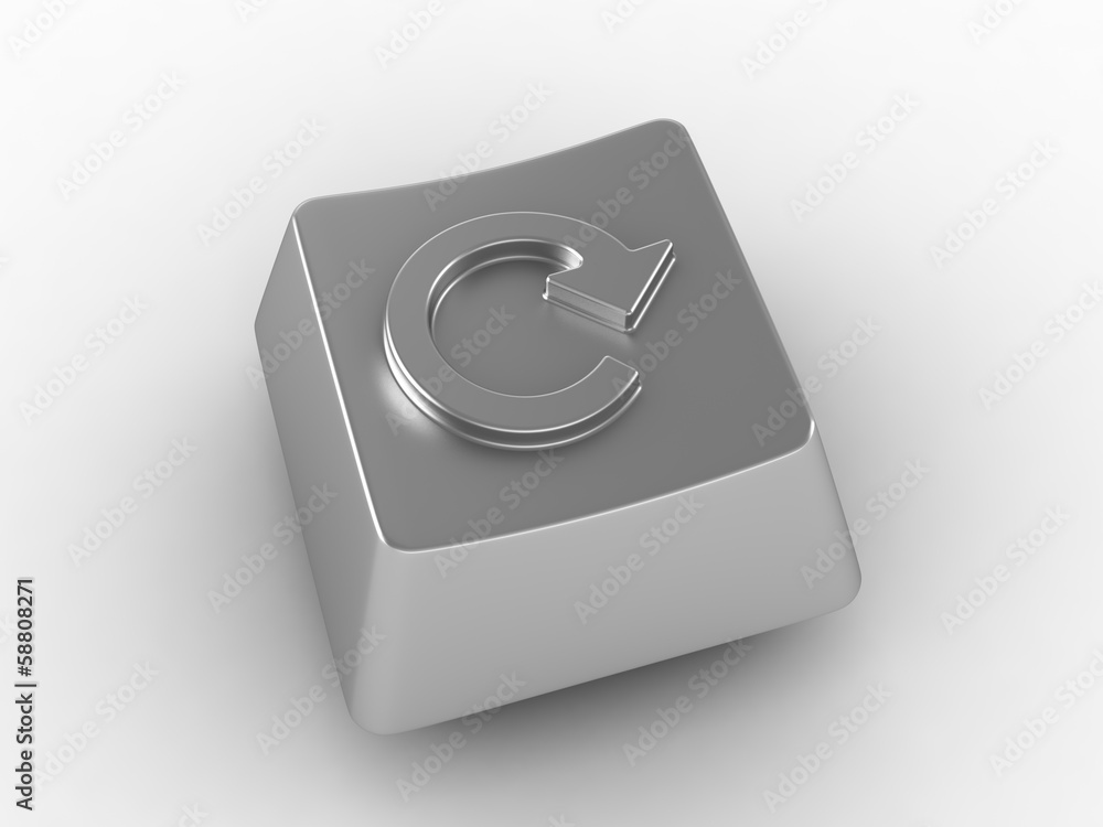 Keyboard key with loop arrows sign. Keyboard key with loop arrows sign.