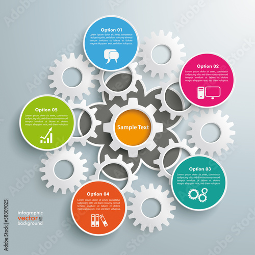 Colored Flower Infographic White Gears