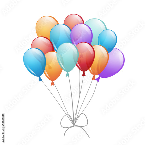 a group of bright balloons isolated on white