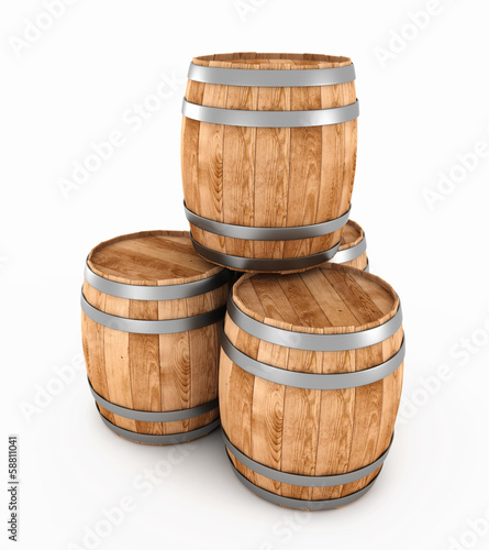 3d wooden barrels