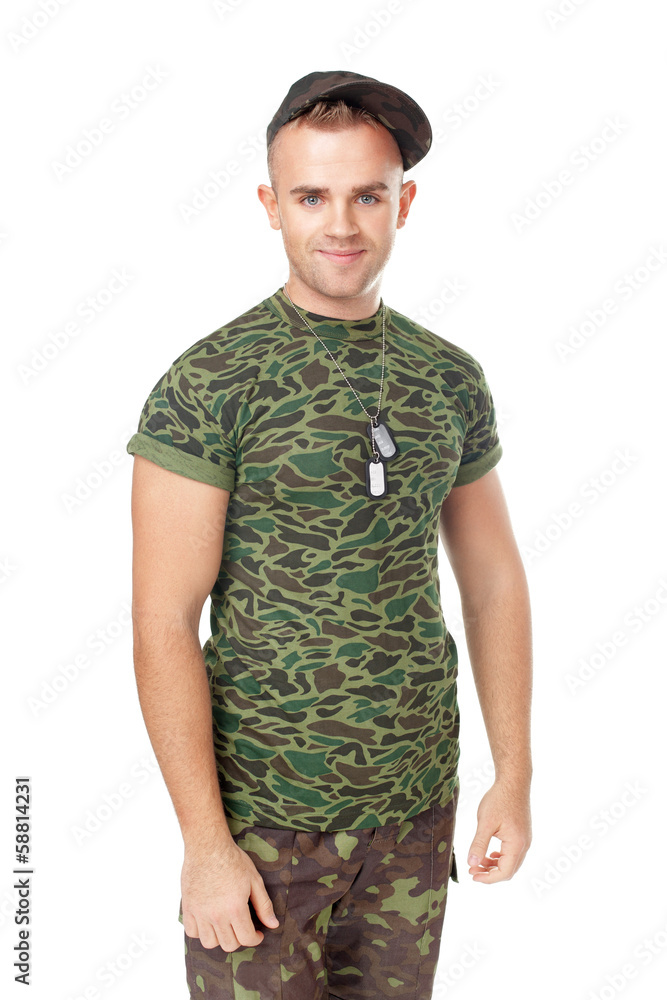 Portrait of young smiling army soldier Portrait of young smiling army soldier