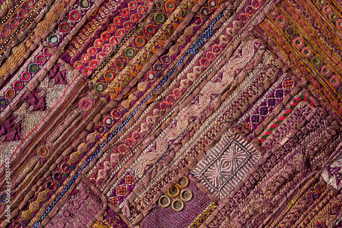 Indian patchwork carpet in Rajasthan, Asia