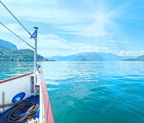 Canvas Print Lake Como (Italy) sunshine view from ship