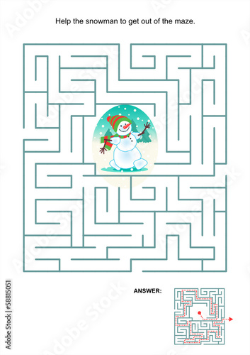 Maze game for kids - snowman