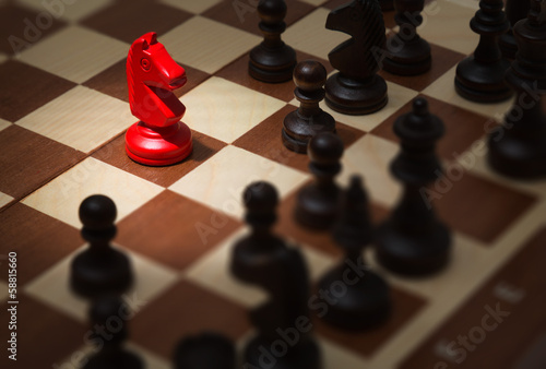 Chess board with chess pieces