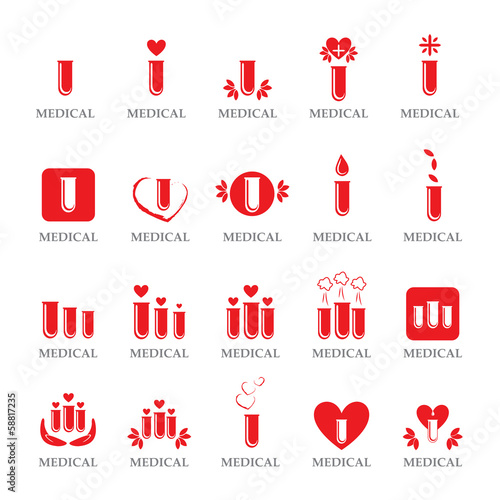 Chemical Tubes Icons Set - Isolated On White Background