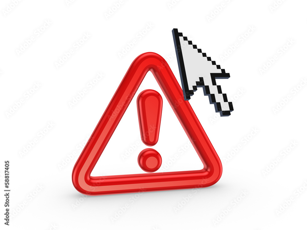 Cursor and exclamation symbol. Cursor and exclamation symbol.