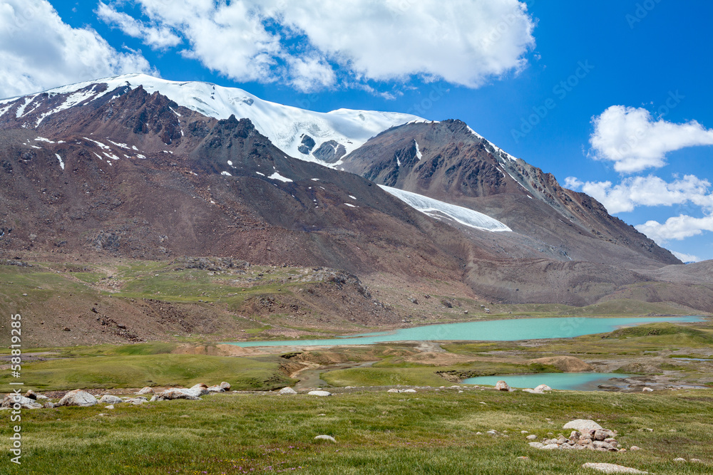 Lake near Barskoon pass in Tien Shan mountains Lake near Barskoon pass in Tien Shan mountains