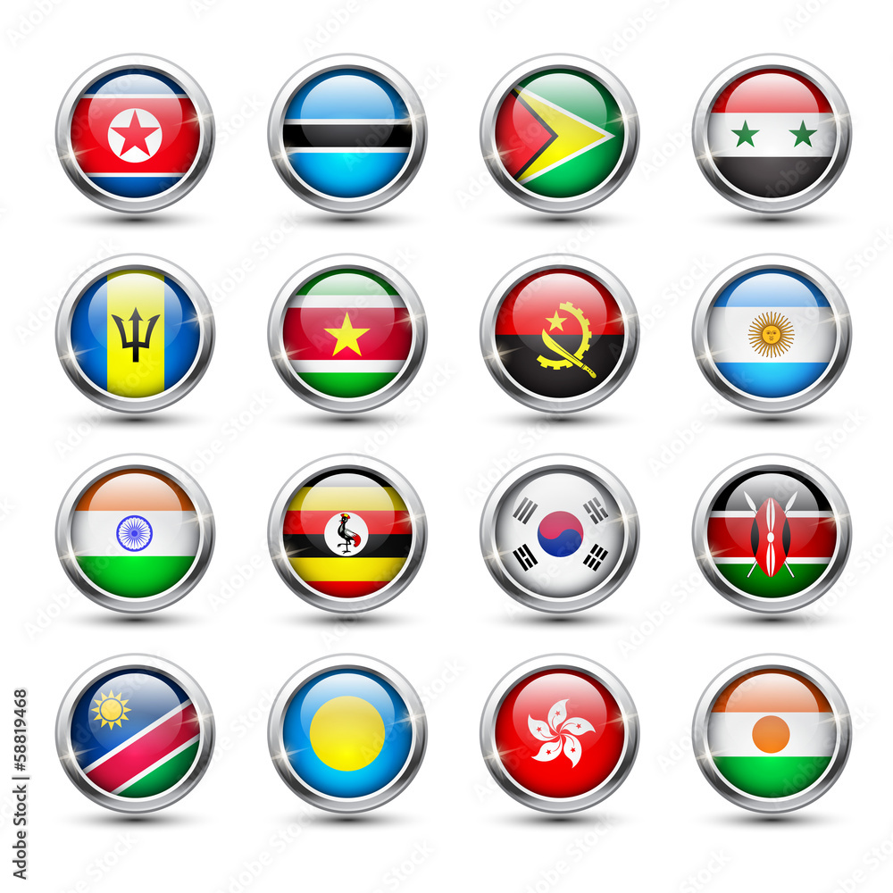 World flag glass icons World flag glass icons