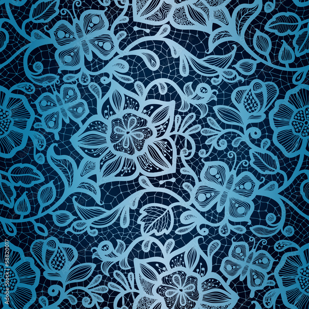 Abstract seamless lace pattern with flowers and butterflies. Abstract seamless lace pattern with flowers and butterflies.