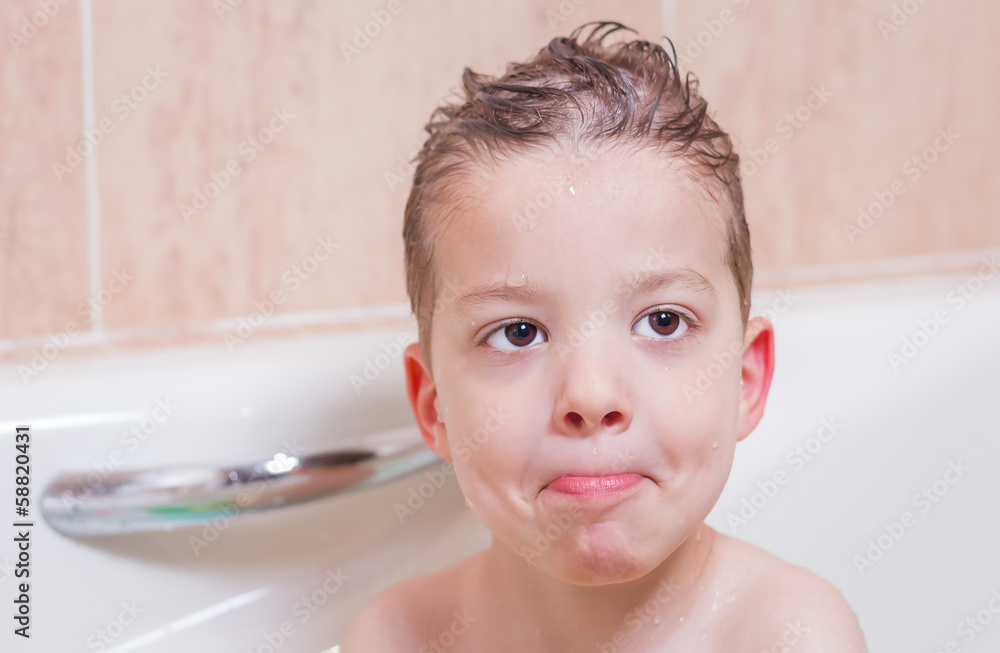 Cute boy happiness having bath Cute boy happiness having bath