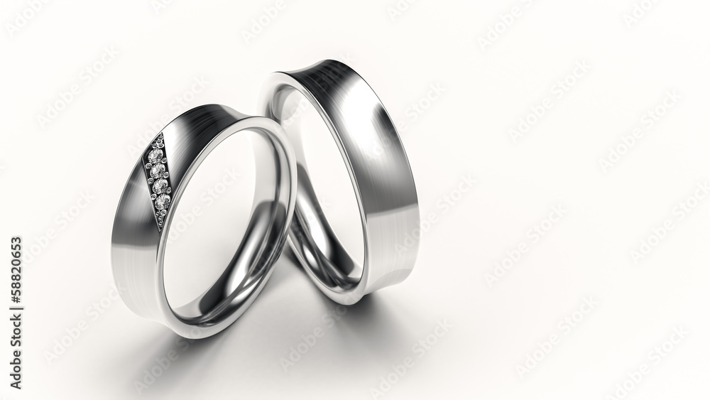 Pair of silver rings with small diamonds for lovers Pair of silver rings with small diamonds for lovers