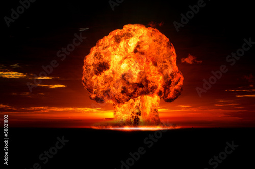 Obraz na płótnie Nuclear explosion in an outdoor setting