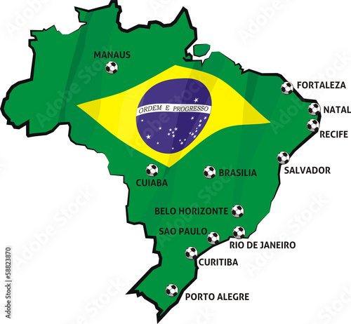 brazilian stadiums and cities on the map of brazil