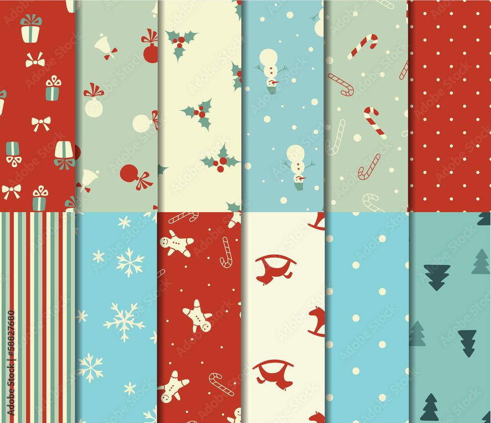 Set of 12 Christmas seamless patterns Set of 12 Christmas seamless patterns