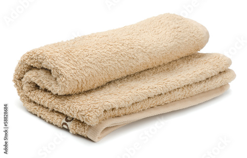 Rolled beige bath terry towels