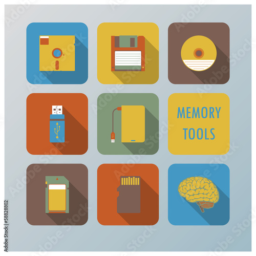 Retro Memory Tools Icons Set