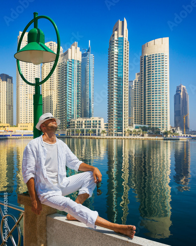 Canvas Print High rise buildings and streets in Dubai, UAE