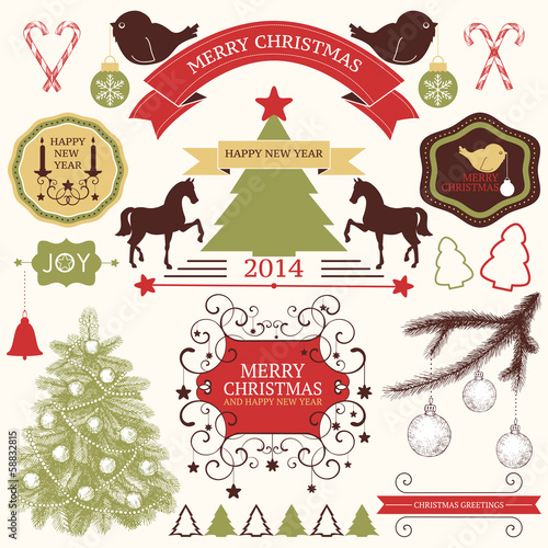 Vector collection of graphic elements for Christmas