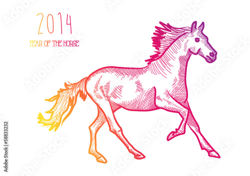 Multicolor Chinese New Year of horse 2014 isolated