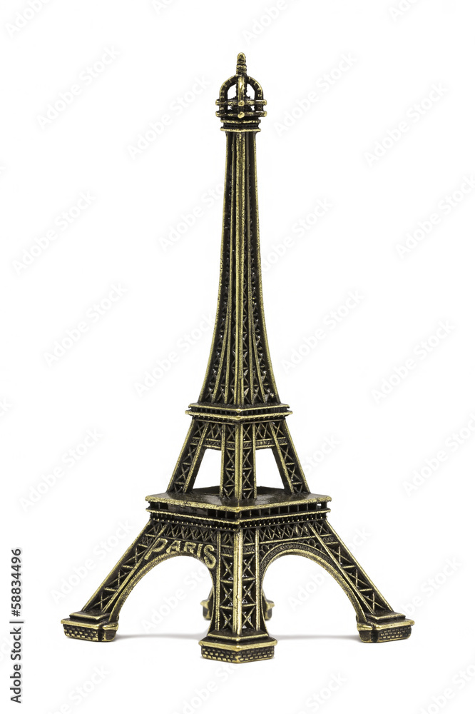 The Eiffel tower souvenir, on a white background