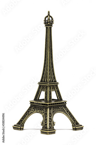 The Eiffel tower souvenir, on a white background