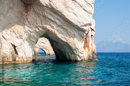 Blue Caves on Ionian sea