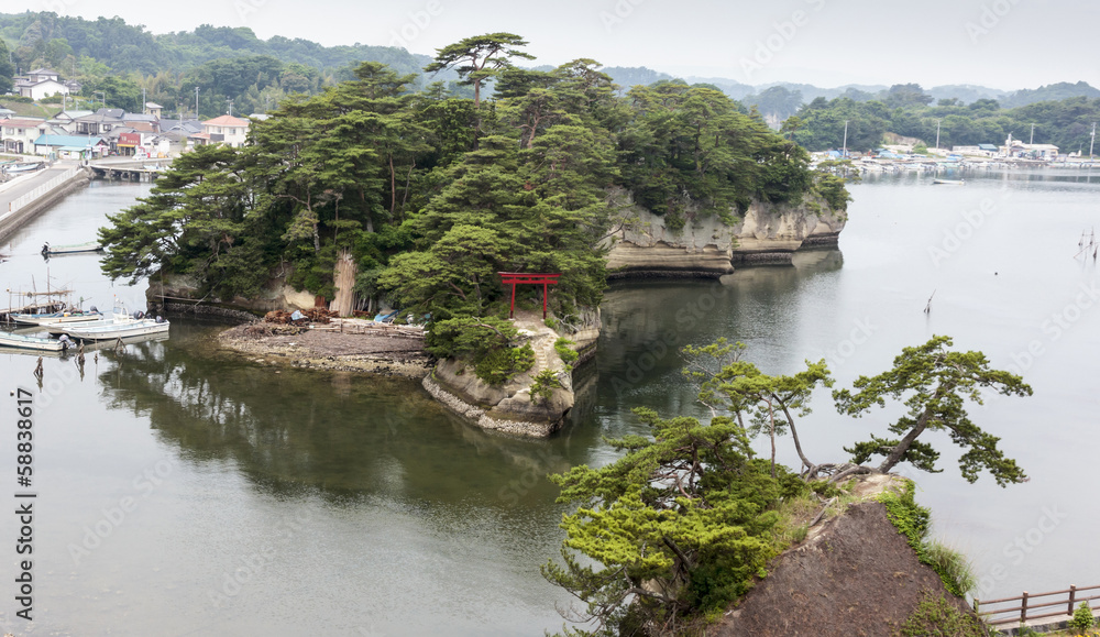 Fototapeta premium Landscape with sea, island and port in Matsushima, Japan.