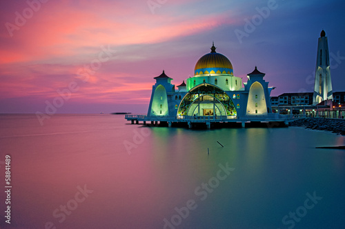 Strait mosque during sunset