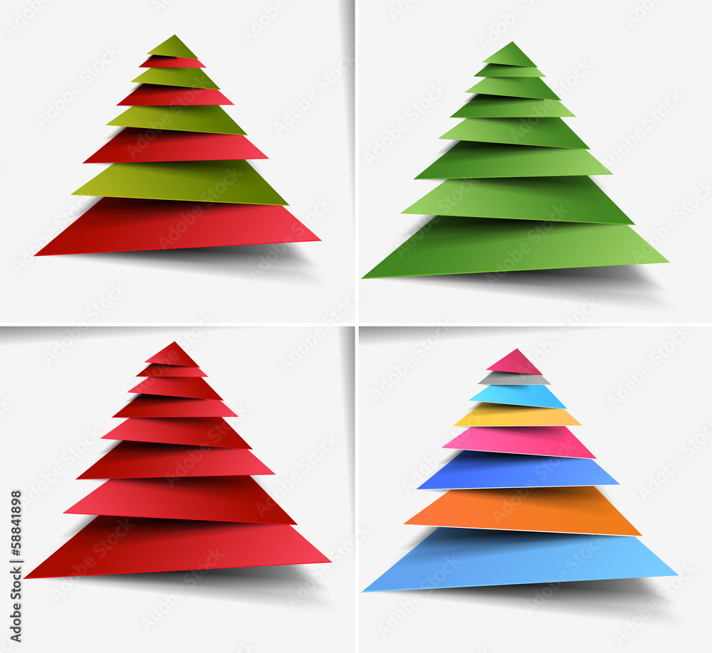 Paper Cut Christmas tree background, vector illustration Stock Vector ...