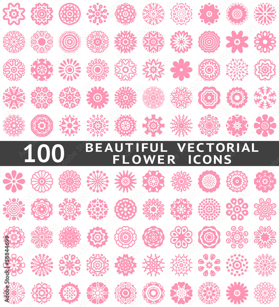 Beautiful abstract flower icons. Vector illustration