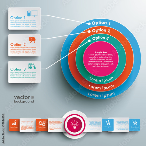 Colored Ring in Rings Infographic Rectangles