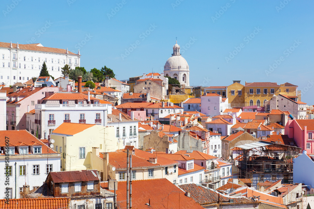Lisbon, view of Alfam's region and Santa Engrassiya's church.