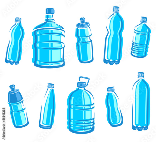 Bottles water set. Vector