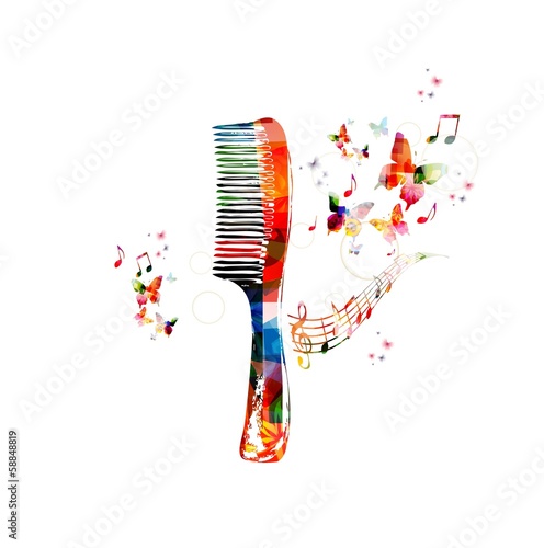 Colorful vector comb background with butterflies.