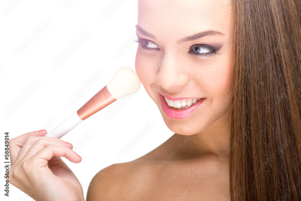 Nice model, with makeup brush Nice model, with makeup brush