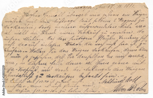 Old german handwriting - circa 1881