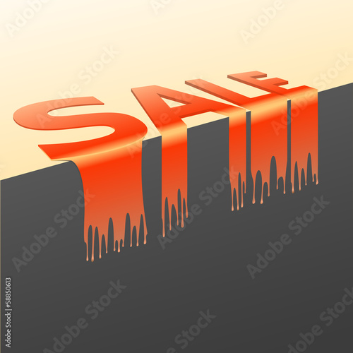 Word SALE melted, dripping. Promotional