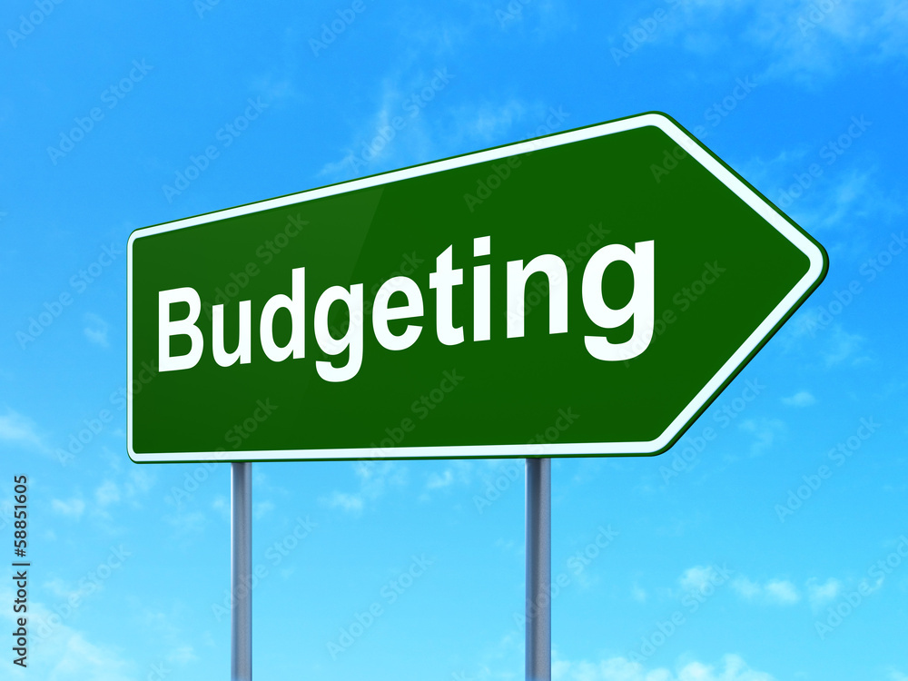 Business concept: Budgeting on road sign background Business concept: Budgeting on road sign background