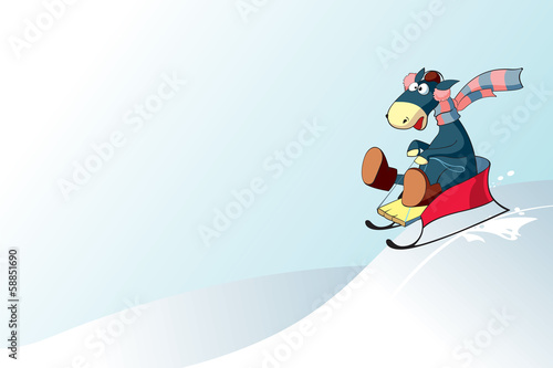 New Year background with Symbol of year 2014 - blue horse