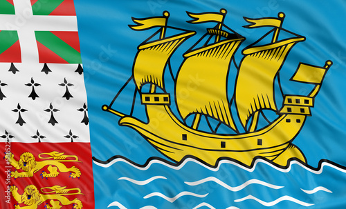 3D flag of Saint Pierre and Miquelon