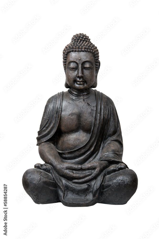 Bronze buddha statue isolated over white with clipping path