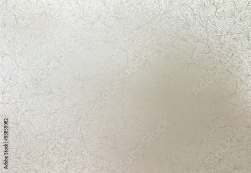 Vector silver background with abstract floral pattern.