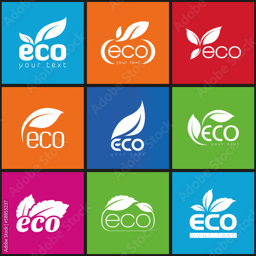 Ecology, organic icon set. Eco-icons