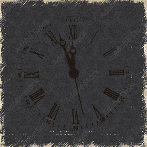 Old clock with roman numbers grunge background