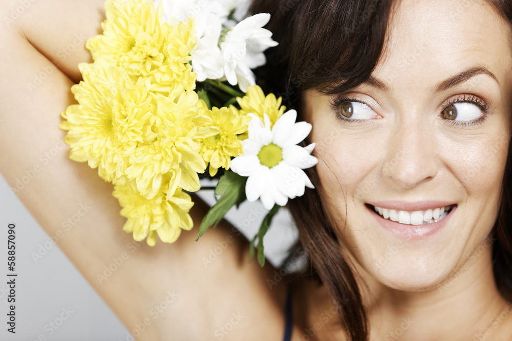 Woman holding flowers