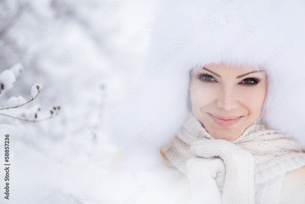 christmas new year snow winter beautiful girl in white hat natur christmas new year snow winter beautiful girl in white hat natur