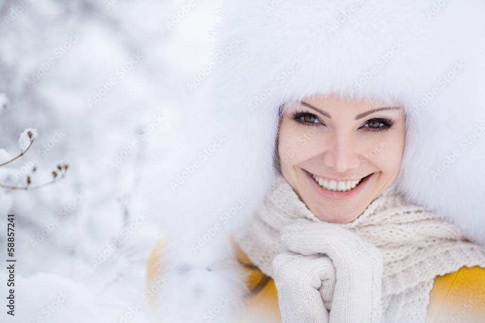 christmas new year snow winter beautiful girl in white hat natu christmas new year snow winter beautiful girl in white hat natu
